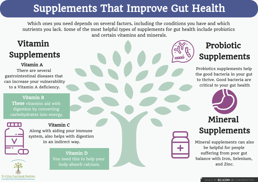 Supplements that Improve Gut Health infographic